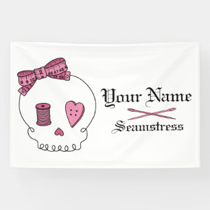 Sewing Skull (Pink) Banner