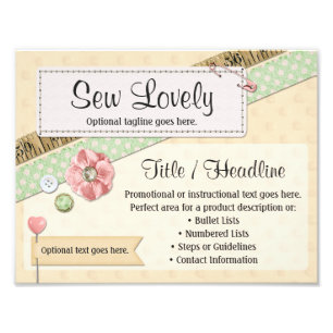 Sewing Stitches, Buttons & Ribbon Advertising Sign