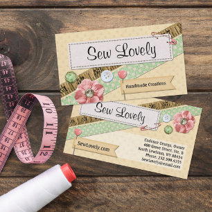 Sewing Stitches, Buttons & Ribbon Shabby Chic Pink Business Card