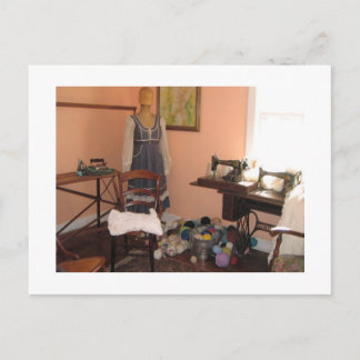 Sewing supplies from the old days postcard