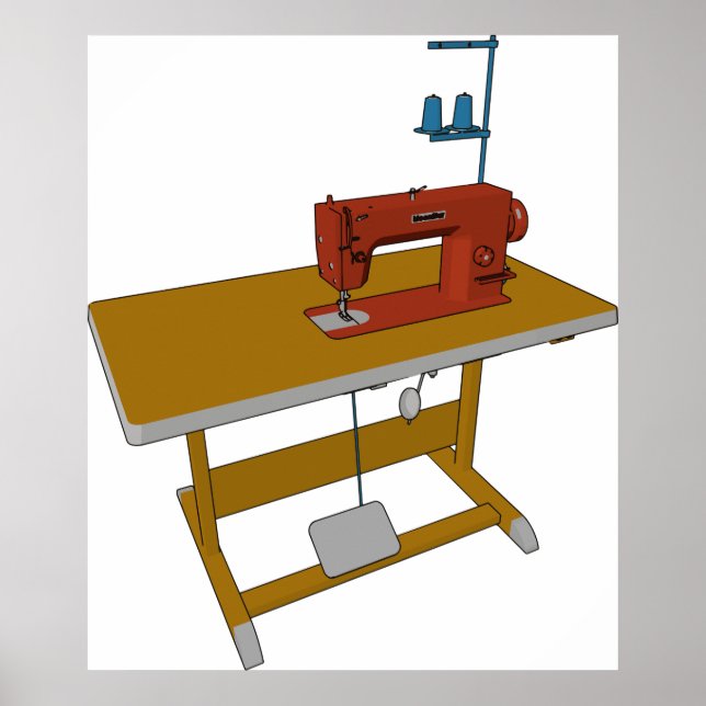 Sewing Table And Machine Poster (Front)
