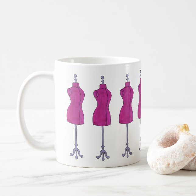 Sewing Tailor Fashion Costume Designer Mannequin Coffee Mug (With Donut)