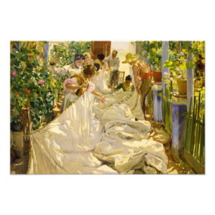 Sewing the Sail, 1896 by Joaquin Sorolla Photo Print