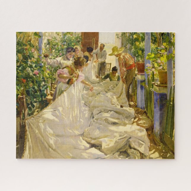 Sewing the Sail by Joaquin Sorolla Jigsaw Puzzle (Horizontal)