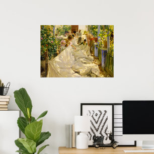 Sewing the Sail by Joaquin Sorolla Poster