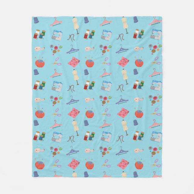 Sewing Theme Fleece Blanket (Front)