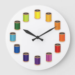 Sewing, Thimble, Needle and Thread Large Clock