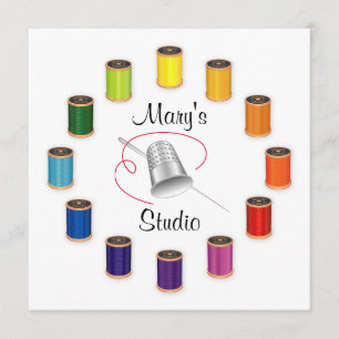Sewing Thimble, Needle and Threads Invitation
