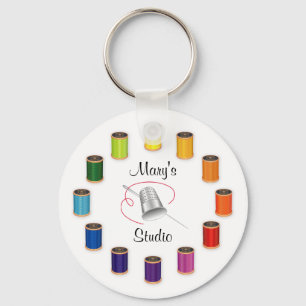 Sewing Thimble, Needle and Threads Key Ring