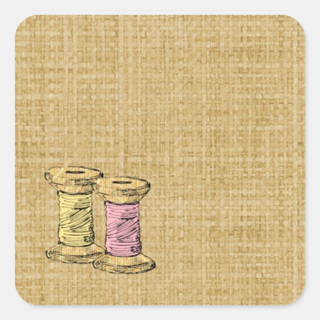 Sewing Thread Burlap Label Sticker (Front)