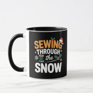 Sewing Through the Snow Funny Christmas Quilt Mug