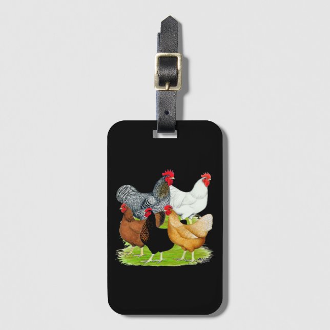 Sex-linked Chickens Quintet Luggage Tag (Front Vertical)