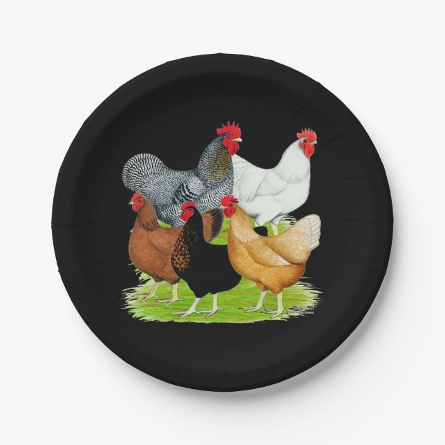 Sex-linked Chickens Quintet Paper Plate (Front)