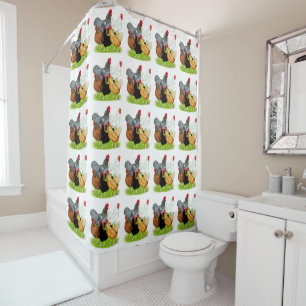 Sex-linked Chickens Quintet Shower Curtain