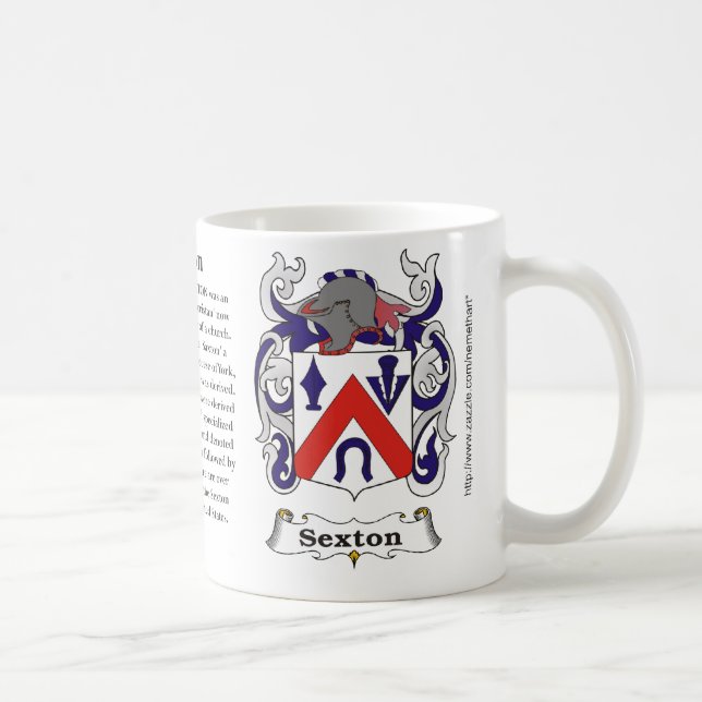 Sexton, the origin, meaning and the crest coffee mug (Right)