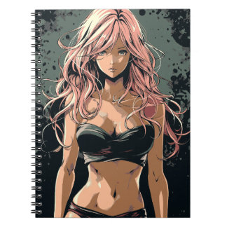 Sexy Anime Girl in Black Bikini Notebook