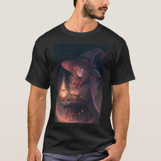 Sexy Anime Witch Holding Cute Lantern T-Shirt