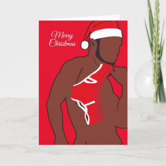 Sexy Black Santa Claus Holiday Card