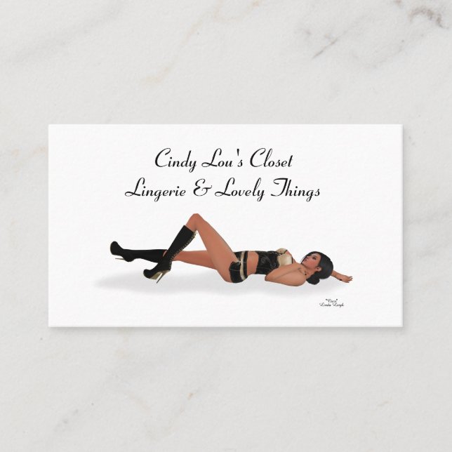 Sexy Brunette Pinup Girl Sleeping Business Cards (Front)