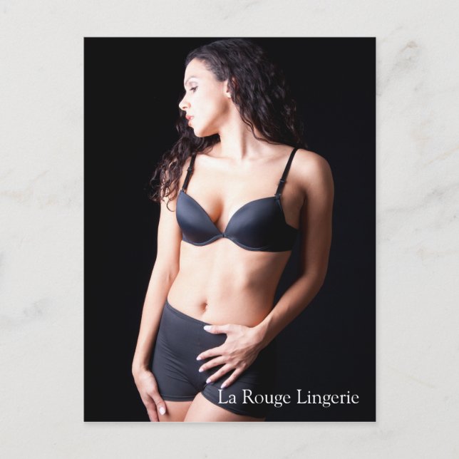 Sexy Female Model with Black Lingerie Postcard (Front)