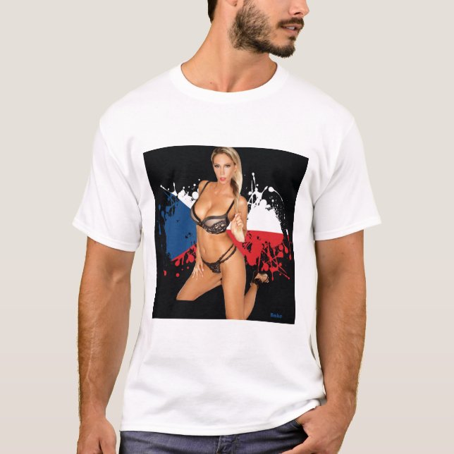 Sexy girl T-shirt on paint splatter background (Front)
