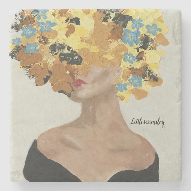 Sexy Head of Flowers  Stone Coaster (Front)