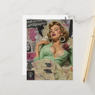 Sexy Lady Mixed Media Collage Postcard