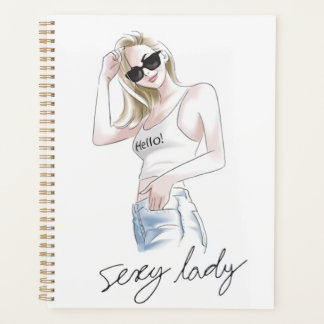 Sexy lady slogan with fashion girl planner