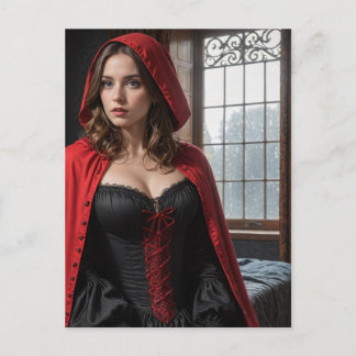 Sexy Lingerie Black and Red Blonde Postcard