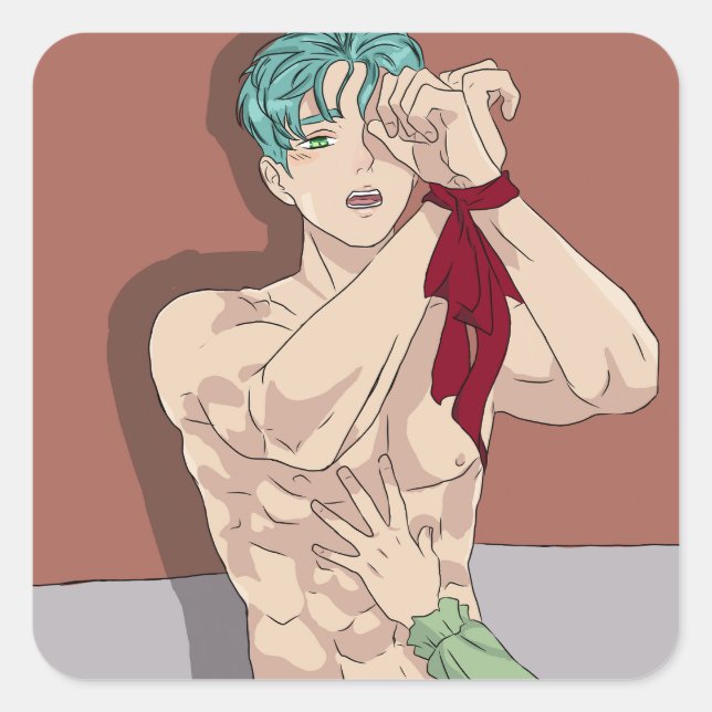 sexy man square sticker (Front)