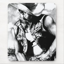 Sexy Modern Cowboy Black And White Charcoal Sketch