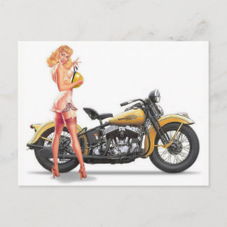 Sexy Motor Pin Up Girl Postcard