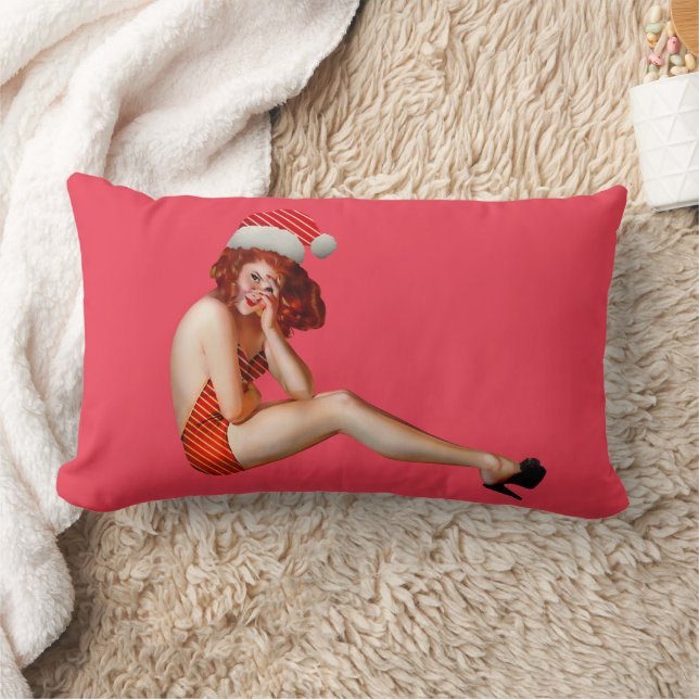 SEXY PINUP CHRISTMAS LUMBAR PILLOW (Blanket)