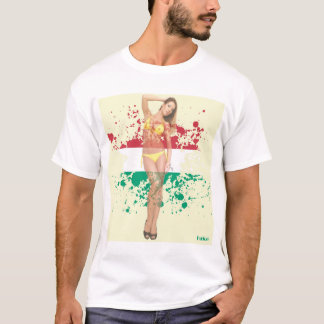 Sexy PinUp girl dissolve on flag - Tshirt