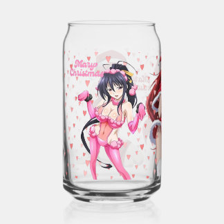 Sexy Santa Marry Cristmas Pink Heart Anime Diva Can Glass