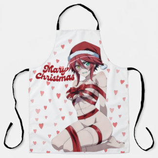 Sexy Santa Marry Cristmas Wrapped Anime Girl Apron