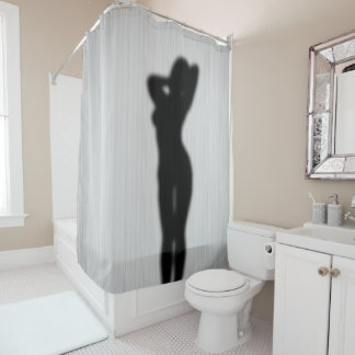 Sexy under shower, woman body silhouette art showe shower curtain