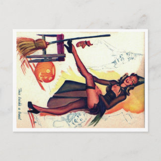 Sexy Vintage Halloween Party Invite Postcard