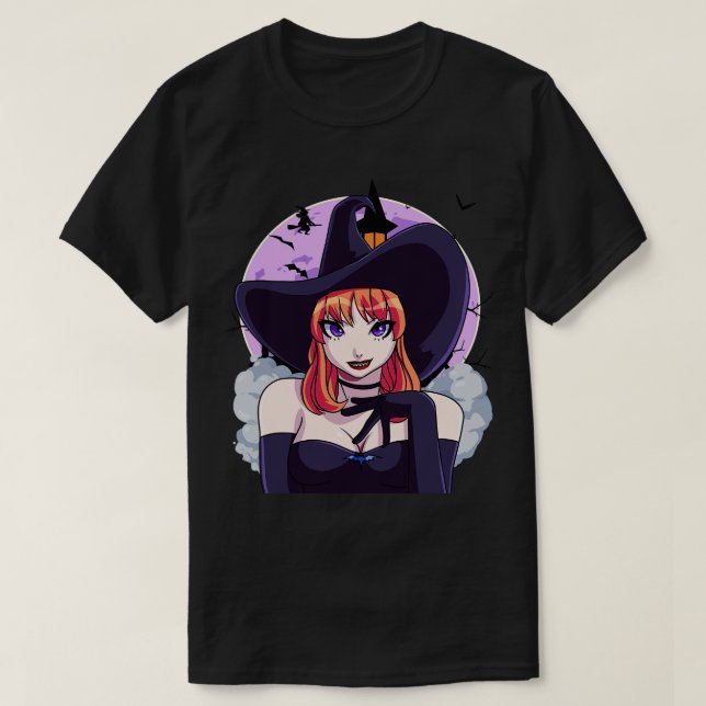 Sexy Witch Happy Halloween T-Shirt (Design Front)