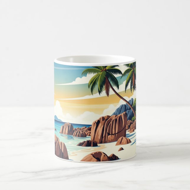 Seychelles Anse Source d'Argent Beach Travel Coffee Mug (Center)