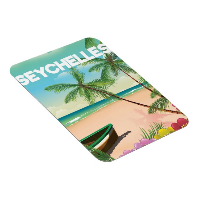 Seychelles beach travel poster magnet (Right Side)