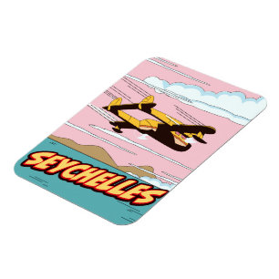 Seychelles Cartoon travel poster. Magnet