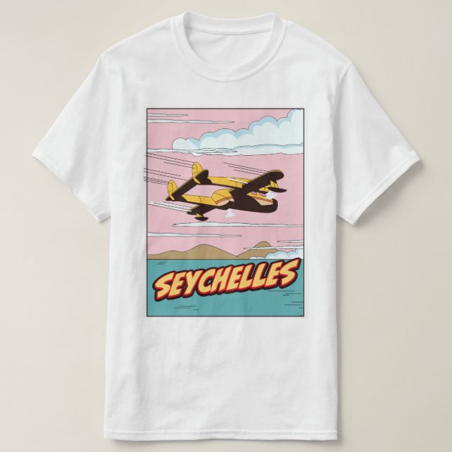 Seychelles Cartoon travel poster. T-Shirt (Design Front)