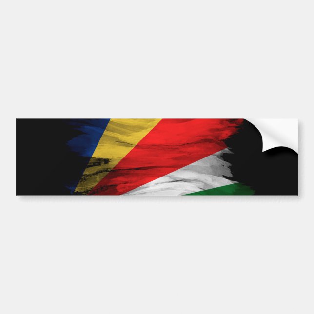 Seychelles flag brush stroke, national flag bumper sticker (Front)