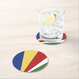 Seychelles flag round paper coaster