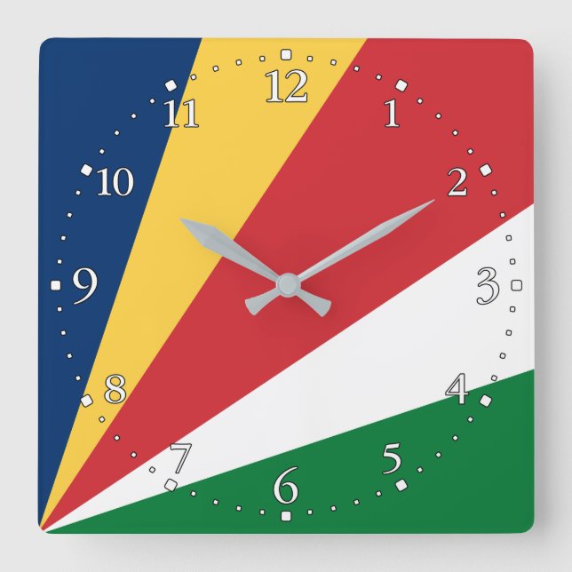 Seychelles Flag Square Wall Clock (Front)