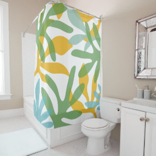 Seychelles Garden Leafy Abstract Pattern Shower Curtain