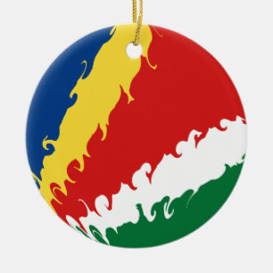 Seychelles Gnarly Flag Ceramic Ornament
