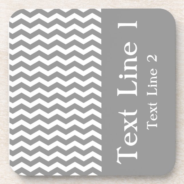 Seychelles Grey Wave Chevron customisable Coaster (Front)