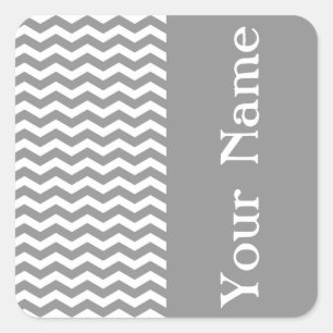 Seychelles Grey Wave Chevron with name Square Sticker